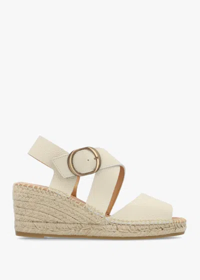Daniel Juckle Cream Leather Cross Strap Wedge Espadrilles In Multi