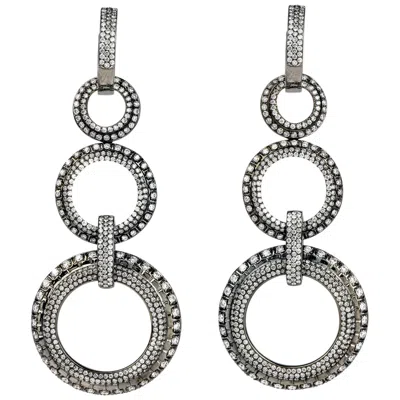 Pre-owned Daniel K Diamond 18 Karat Gold Triple Circle Dangle Drop Earrings In Multi