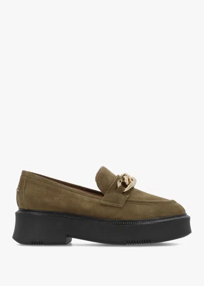 Daniel Khaki Suede Chunky Link Chain Loafers In Multi