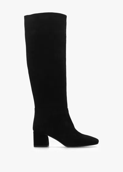 Daniel Lala Black Suede Mid-block Heel Knee Boots