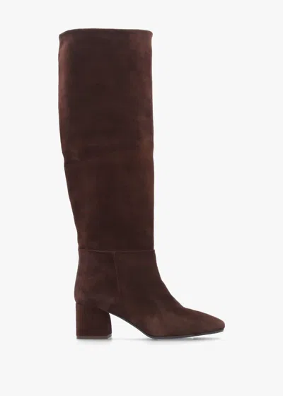 Daniel Lala Brown Suede Mid-block Heel Knee Boots