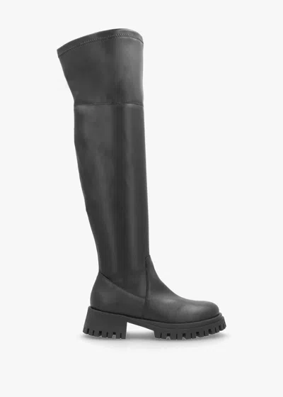 Daniel Larisa Black Leather Stretch Over The Knee Boots