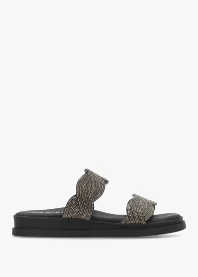 Daniel Larkle Black Diamante Swirl Flat Mules