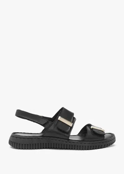 Daniel Leather Two Bar Sandals In Black Leather