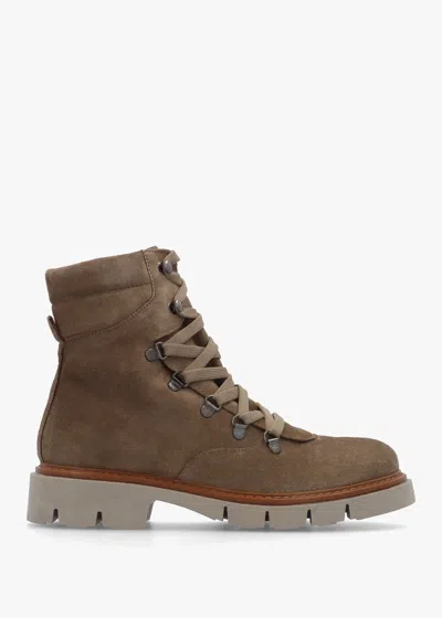 Daniel Liker Taupe Suede Hiker Boots In Brown
