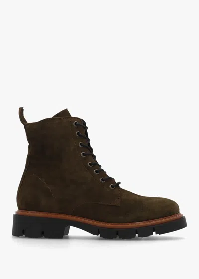Daniel Lissy Green Suede Lace Up Ankle Boots In Brown