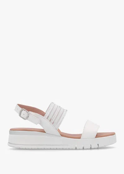 Daniel Lozette White Leather Low Wedge Sandals