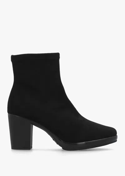 Daniel Micha Black Suede Stretch Block Heel Ankle Boots In Multi