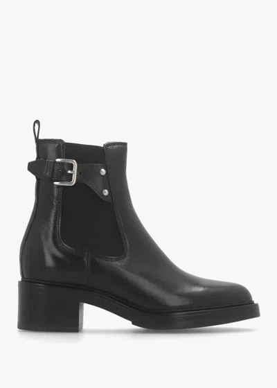 Daniel Mockie Black Leather Mid-block Heel Chelsea Boot