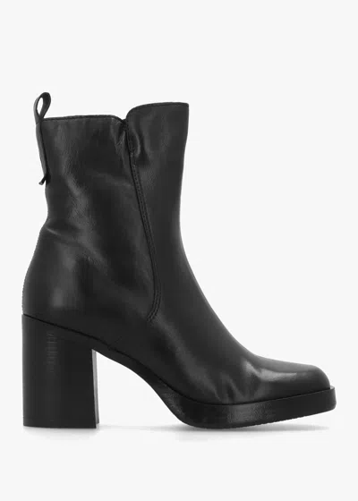 Daniel Mosie Black Leather Block Heel Ankle Boots