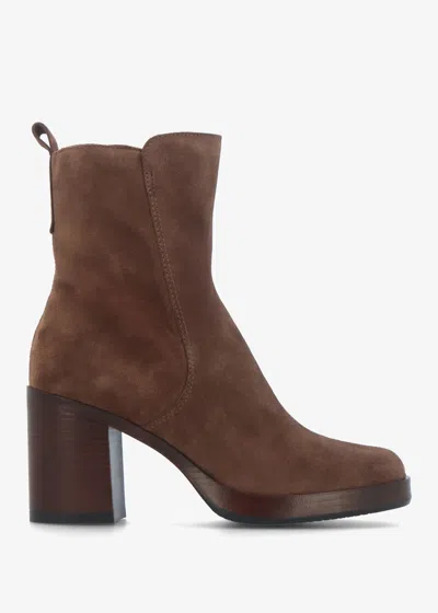 Daniel Mosie Brown Suede Block Heel Ankle Boots