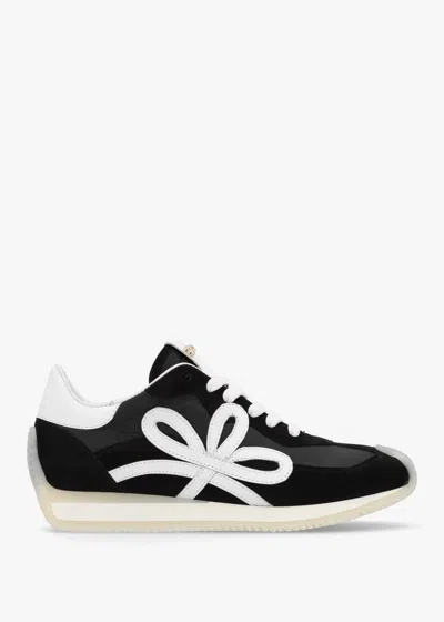 Daniel Movie Black & White Suede Runner Trainers In Black Leather