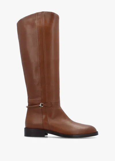 Daniel Neve Tan Leather Ankle Strap Riding Boots In Brown