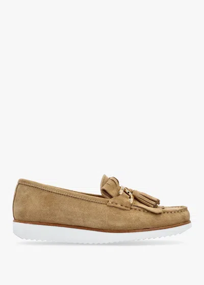 Daniel Passy Beige Suede Tassel Loafers