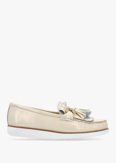 Daniel Passy White Leather Tassel Loafers