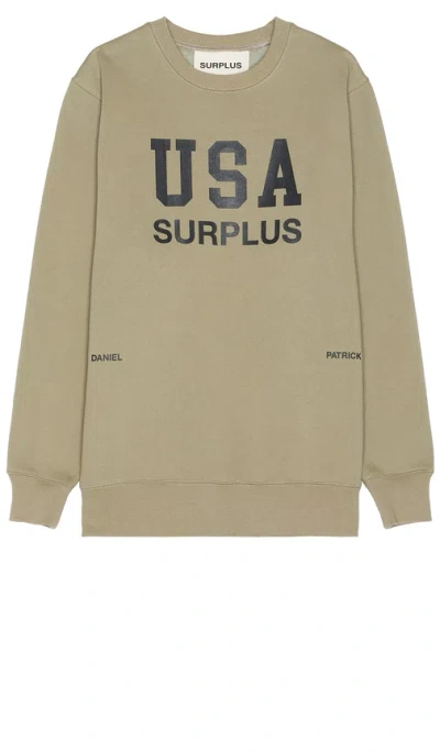 Daniel Patrick Usa Surplus Crewneck In 水洗橄榄绿