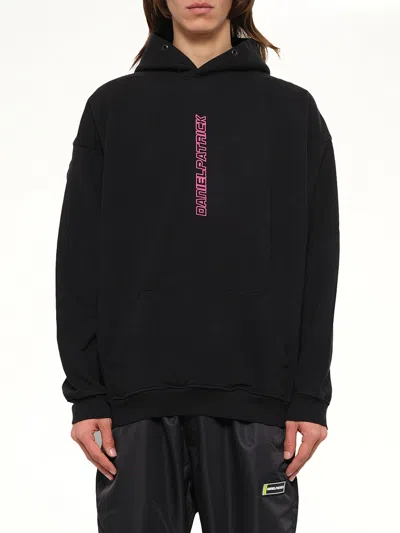 Daniel Patrick Vertical Logo Hoodie In Black