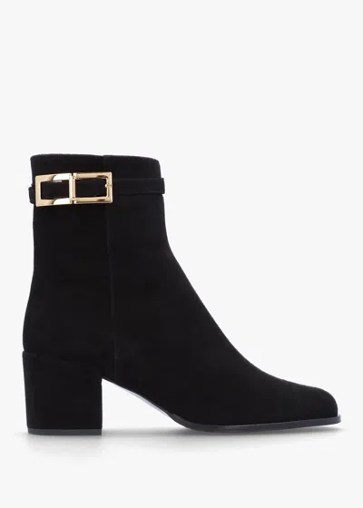 Daniel Pearl Black Suede Block Heel Ankle Boots