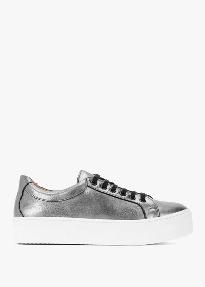 Daniel Piccadilly Circus Pewter Leather Flatform Trainers