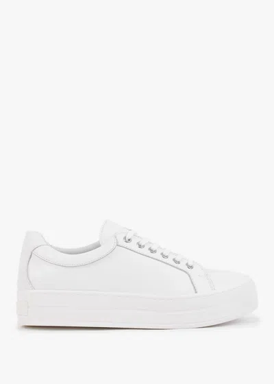 Daniel Piccadilly Circus White Leather Flatform Trainers