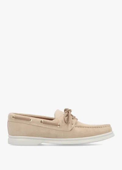 Daniel Pier Beige Suede Deck Shoes In Brown