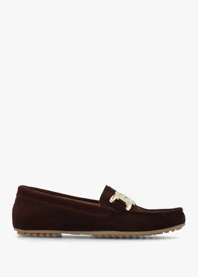 Daniel Privette Brown Suede Driving Moccasins In Animal Print