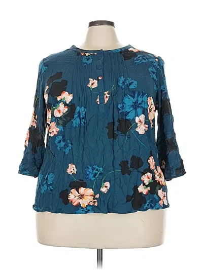 Pre-owned Daniel Rainn 3/4 Sleeve Blouse In Blue