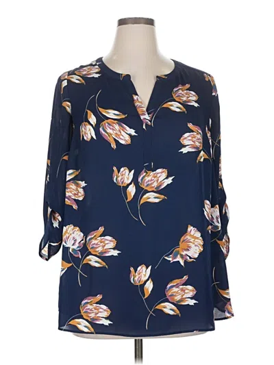 Pre-owned Daniel Rainn 3/4 Sleeve Blouse In Blue