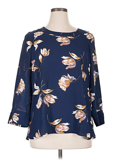 Pre-owned Daniel Rainn 3/4 Sleeve Blouse In Blue