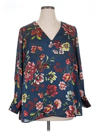 Pre-owned Daniel Rainn 3/4 Sleeve Blouse In Blue