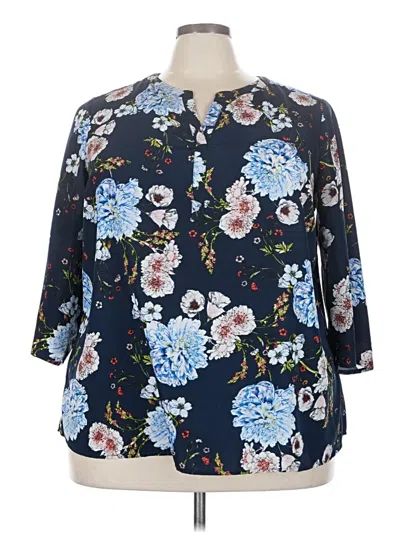 Pre-owned Daniel Rainn 3/4 Sleeve Blouse In Blue