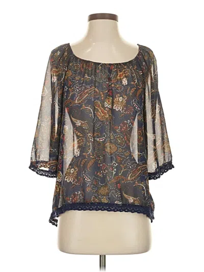 Pre-owned Daniel Rainn 3/4 Sleeve Blouse In Blue