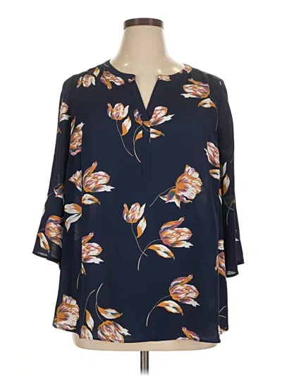 Pre-owned Daniel Rainn 3/4 Sleeve Blouse In Blue