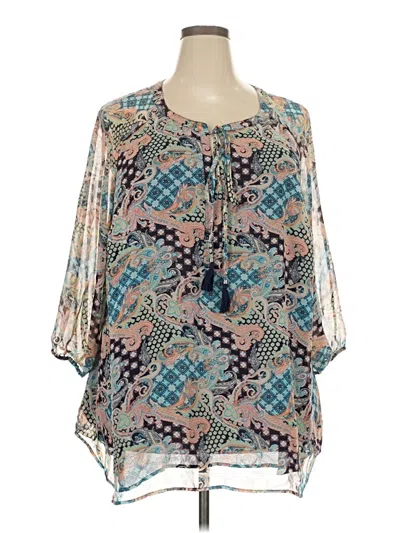Pre-owned Daniel Rainn 3/4 Sleeve Blouse In Blue