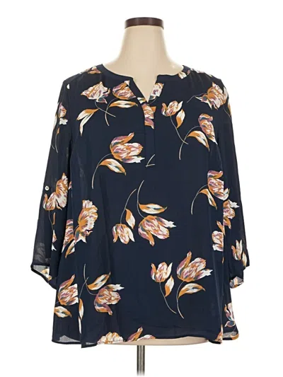 Pre-owned Daniel Rainn 3/4 Sleeve Blouse In Blue
