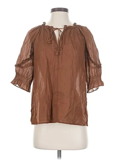 Pre-owned Daniel Rainn 3/4 Sleeve Blouse In Brown