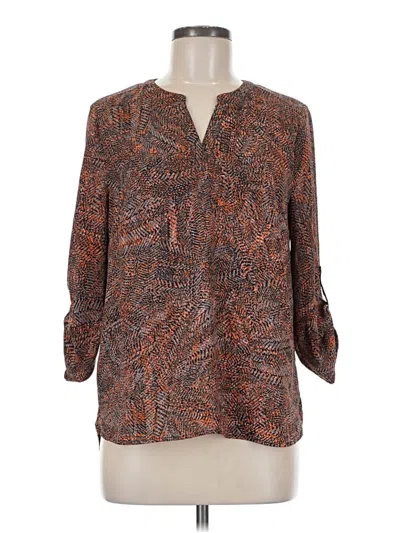 Pre-owned Daniel Rainn 3/4 Sleeve Blouse In Brown
