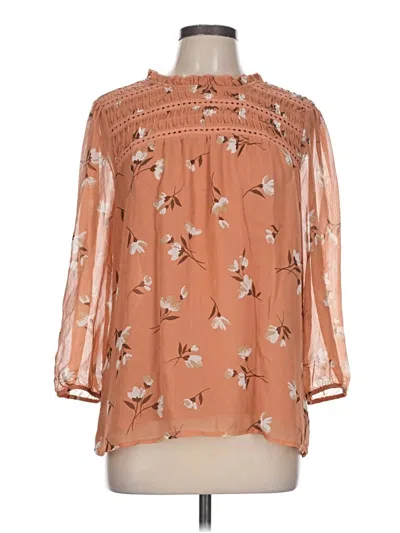 Pre-owned Daniel Rainn 3/4 Sleeve Blouse In Brown