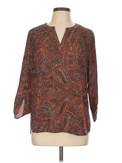 Pre-owned Daniel Rainn 3/4 Sleeve Blouse In Brown