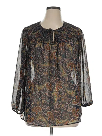 Pre-owned Daniel Rainn 3/4 Sleeve Blouse In Brown