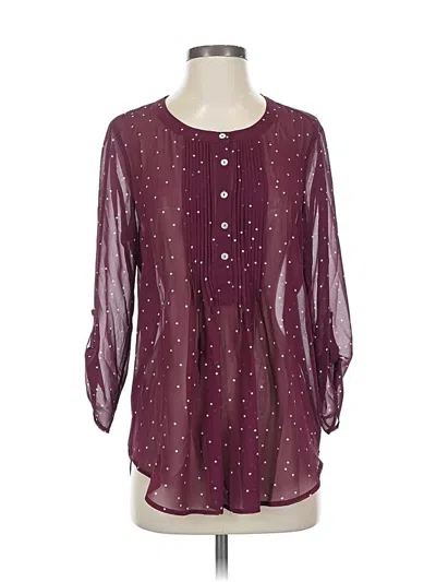Pre-owned Daniel Rainn 3/4 Sleeve Blouse In Burgundy