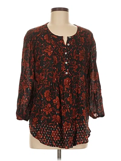 Pre-owned Daniel Rainn 3/4 Sleeve Blouse In Burgundy