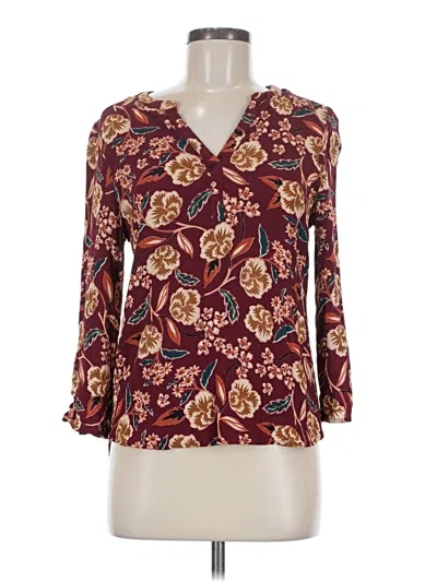 Pre-owned Daniel Rainn 3/4 Sleeve Blouse In Burgundy