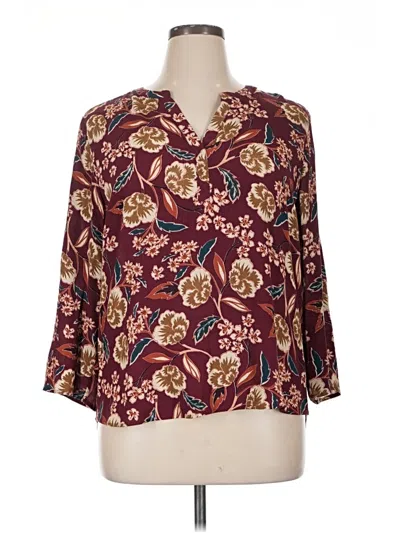 Pre-owned Daniel Rainn 3/4 Sleeve Blouse In Burgundy