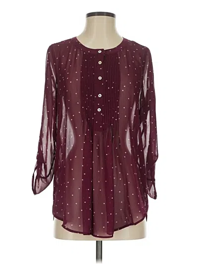 Pre-owned Daniel Rainn 3/4 Sleeve Blouse In Burgundy