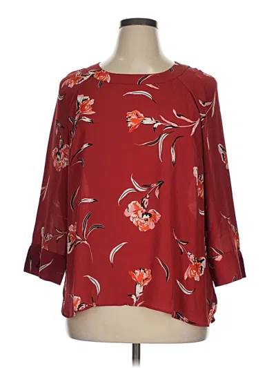 Pre-owned Daniel Rainn 3/4 Sleeve Blouse In Burgundy