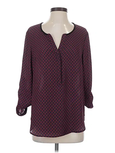 Pre-owned Daniel Rainn 3/4 Sleeve Blouse In Burgundy