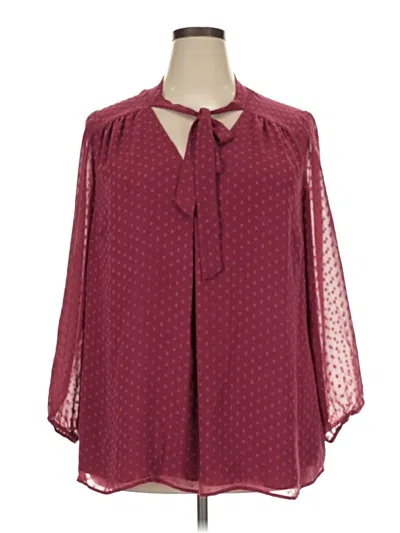 Pre-owned Daniel Rainn 3/4 Sleeve Blouse In Burgundy