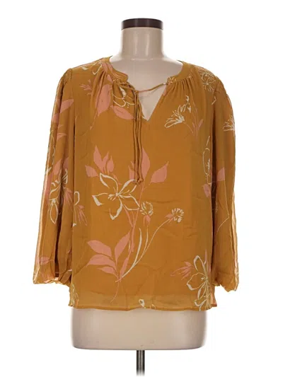 Pre-owned Daniel Rainn 3/4 Sleeve Blouse In Gold