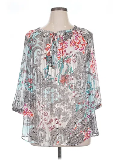 Pre-owned Daniel Rainn 3/4 Sleeve Blouse In Gray